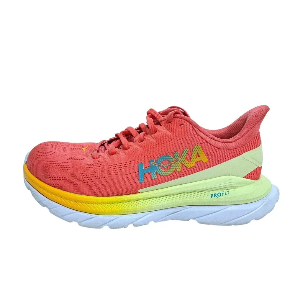 Hoka One One Mach 4 Women's Size 7B Hot Coral Saffron Orange Yellow Running